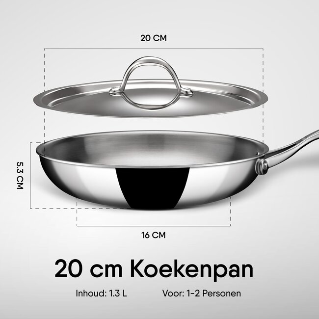 Stahl Koekenpan Triply Met Deksel 20cm