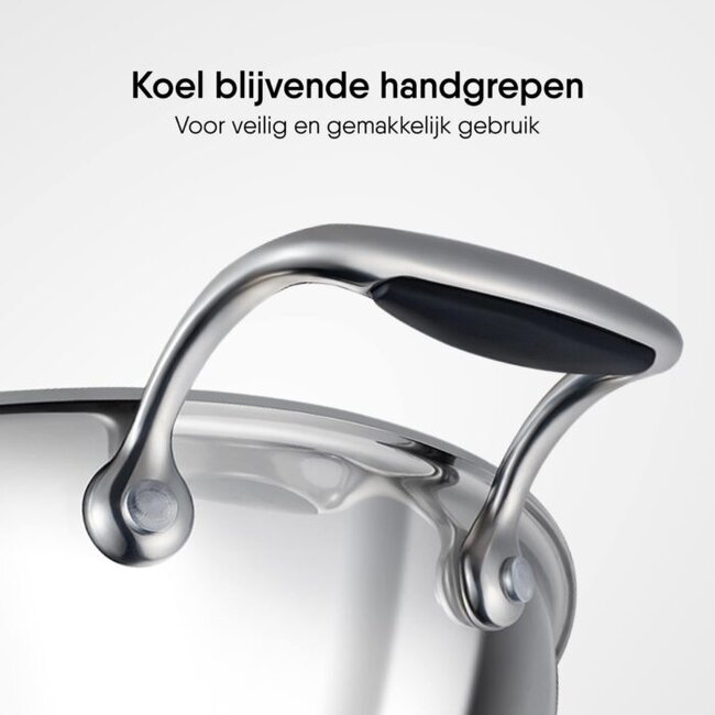 Stahl Wokpan - Triply - Met Twee Grepen - 8 liter - 34 cm + RVS Deksel