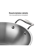 Stahl Wokpan Triply Met Deksel 34cm