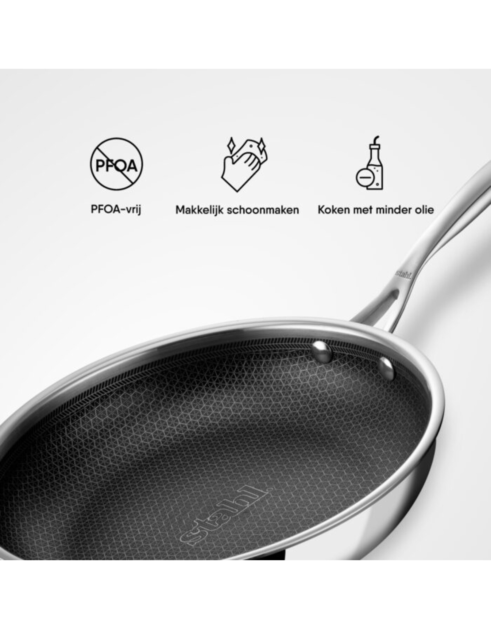 Stahl Triply Roestvrijstalen pan met deksel, braadpan met inductiebodem, diameter 20 cm, 1,3 l (voor 2 personen