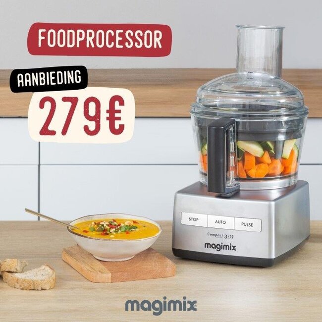 Magimix Foodprocessor CS3200 Compact Mat Chroom