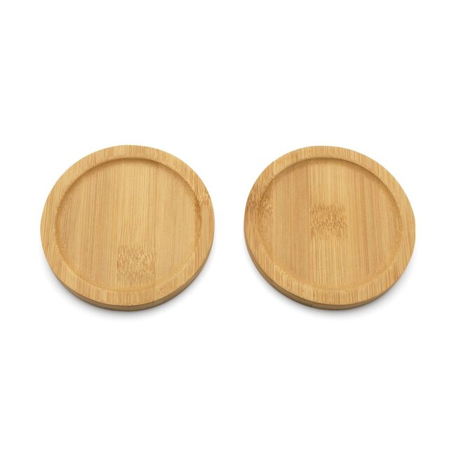 Bredemeijer Theekop Umea 250 ml Wit  Set van 2 stuks met 2 bamboe onderzetters