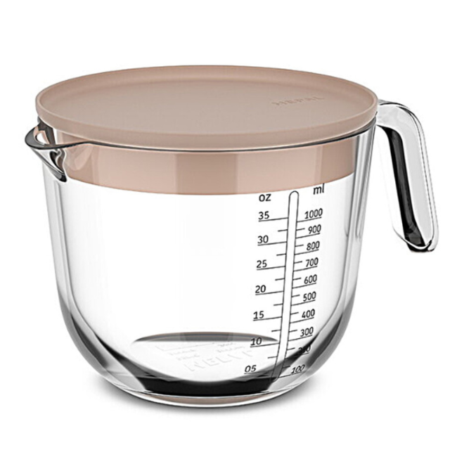 Mepal Maatbeker Glas Chef It 1000 ml met Deksel Chalk