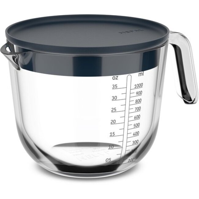 Mepal Maatbeker Glas Chef It 1000 ml met Deksel Navy
