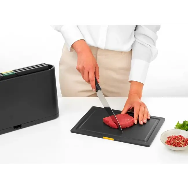 Brabantia 4 Snijplanken in set met Houder - Met Tablethouder Tasty+ Donker Grijs