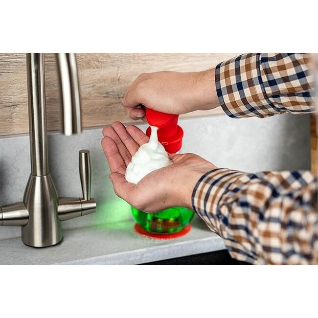 Cuisipro Schuimpompje Rood 390 ml – Luxe Zeepdispenser voor Schuimzeep – Bespaart tot 75% Zeep – Met Zuignap