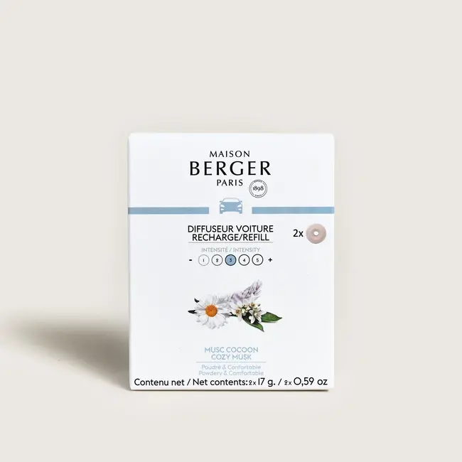Maison Berger Navulling Autodiffuser / Autoparfum Musc Cocoon / Cozy Musk 2 stuks