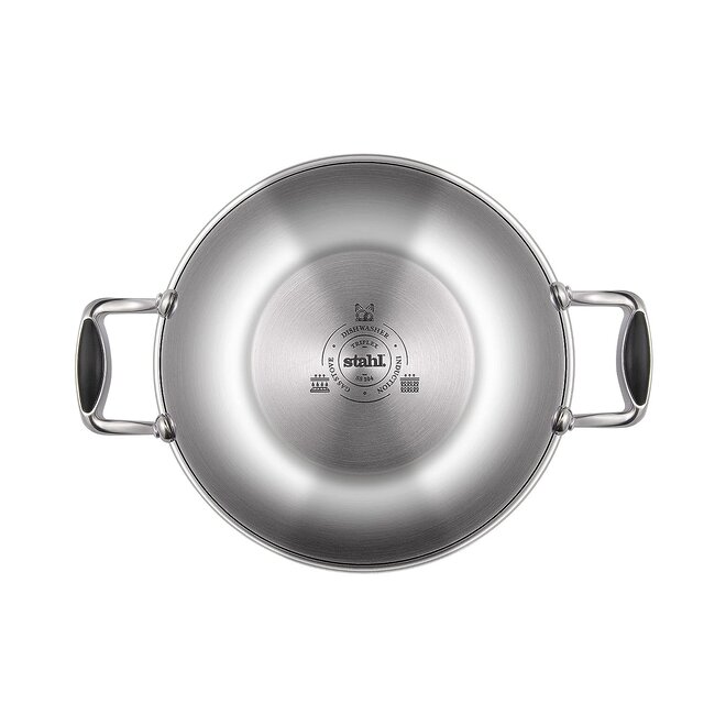 Stahl Wokpan - Triply - Met Twee Grepen - 8 liter - 34 cm + RVS Deksel