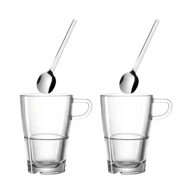 Leonardo Latte Macchiato Glazen Senso 350ml Set - 2 glazen + 2 lepels