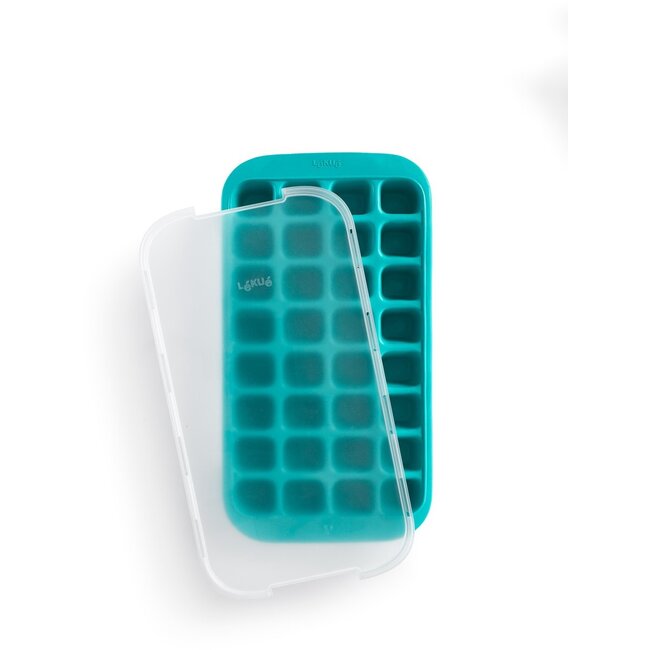 Lekue IJsblokjesvorm met Houder en Deksel Silicone Turquoise