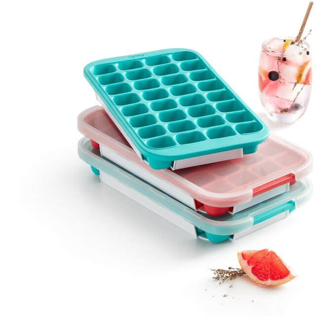 Lekue IJsblokjesvorm met Houder en Deksel Silicone Turquoise