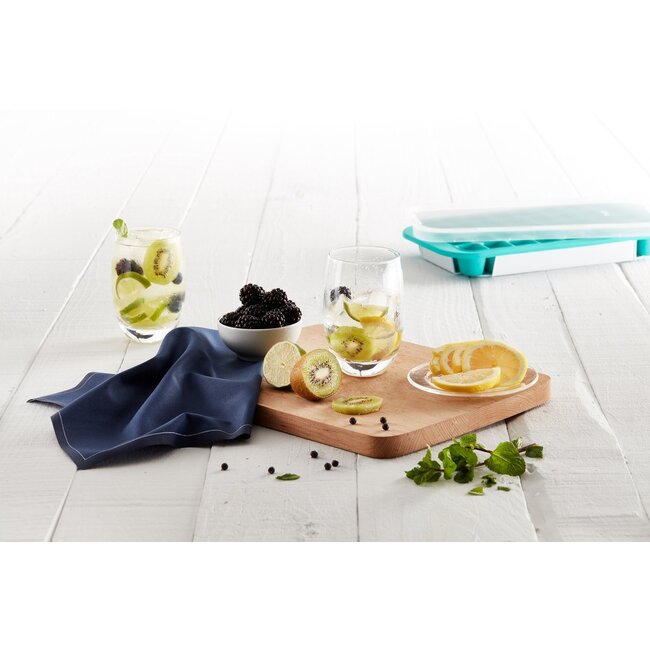 Lekue IJsblokjesvorm met Houder en Deksel Silicone Turquoise