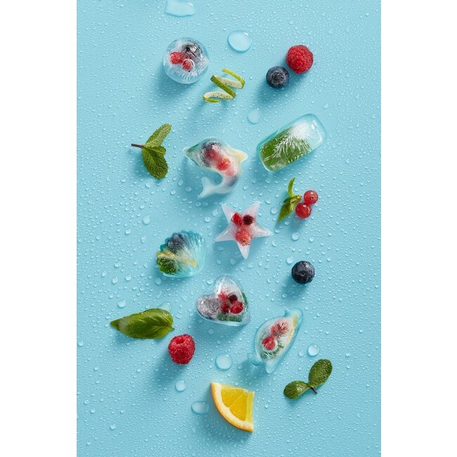 Lekue IJsblokjesvorm met Deksel Pinguïn Turquoise