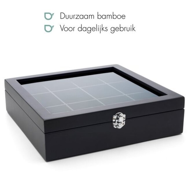 Bredemeijer Theedoos Bamboe Met Venster Zwart 12-Vaks
