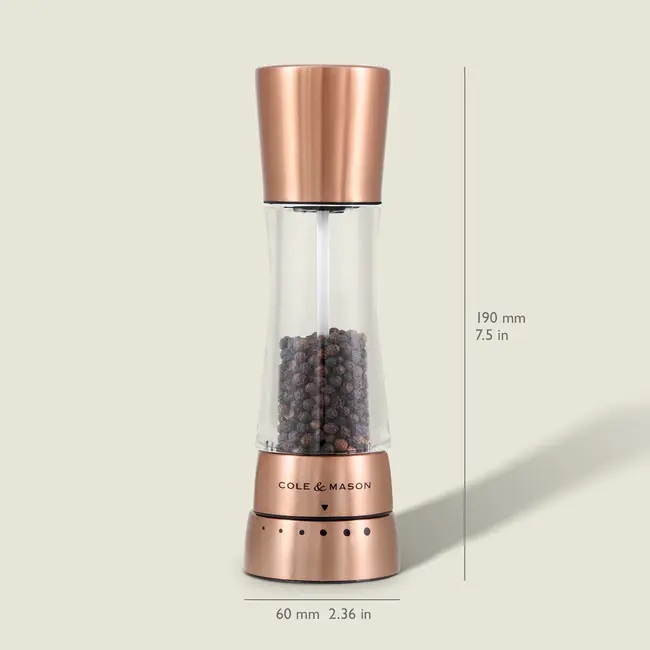 Cole & Mason Pepermolen en zoutmolen - Derwent Copper 190mm Instelbare maalgraad