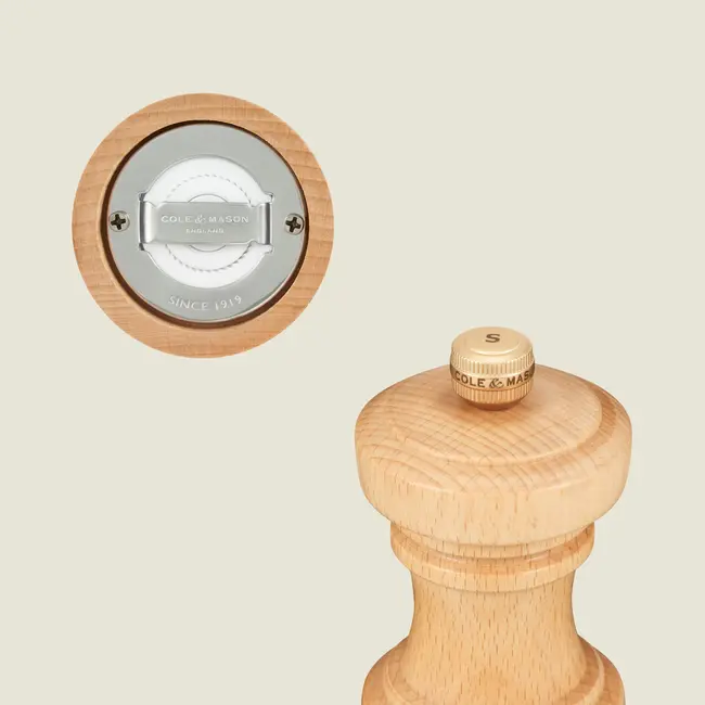 Cole & Mason Zoutmolen Hoxton 10 cm – Beukenhouten zoutmolen met keramisch maalwerk, stijlvol en compact
