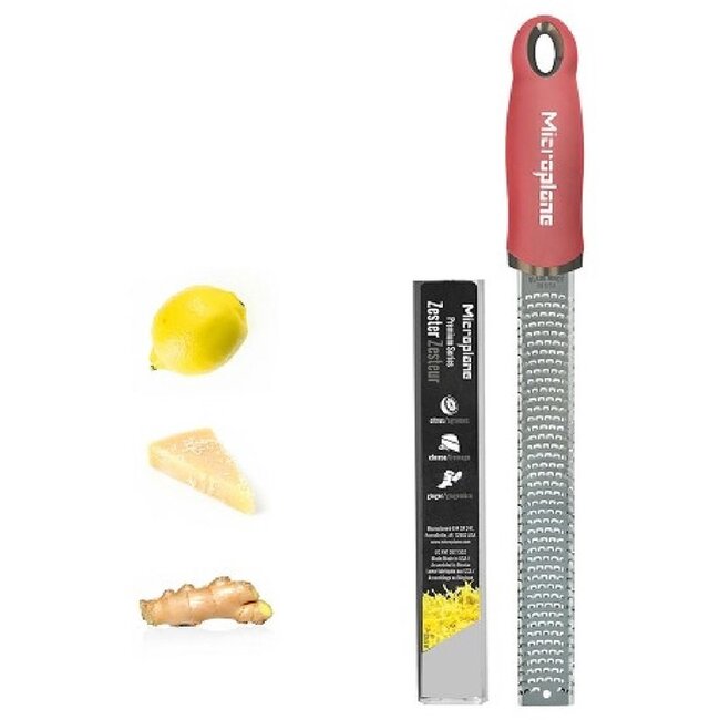 Microplane Microplane Premium Classic Zester Rasp – Lipstick Pink uitvoering, vlijmscherpe rasp voor citrus, kaas, knoflook en meer