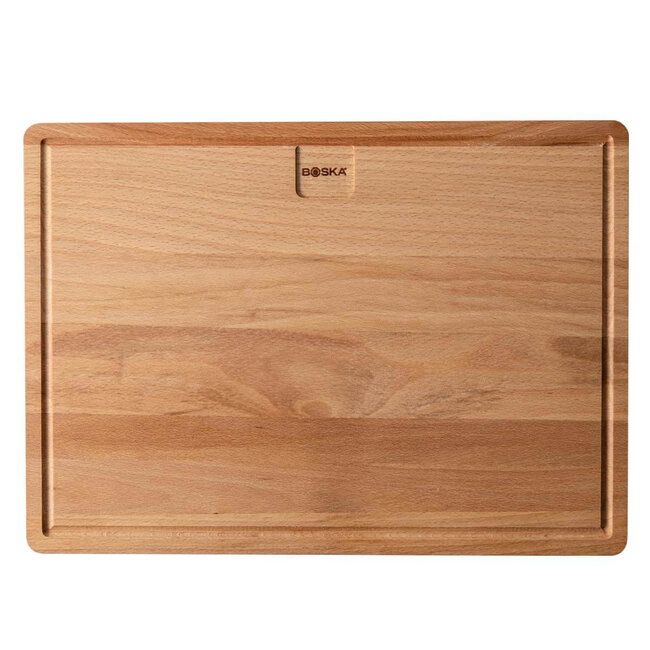 Boska Dining Board Friends L – 38,7 x 28,3 cm – Luxe Serveerplank van Europees Eikenhout – Met Kruimelopvang en Gripinkepingen – Perfect voor Tapas, Brood & Kaas – 10 Jaar Garantie