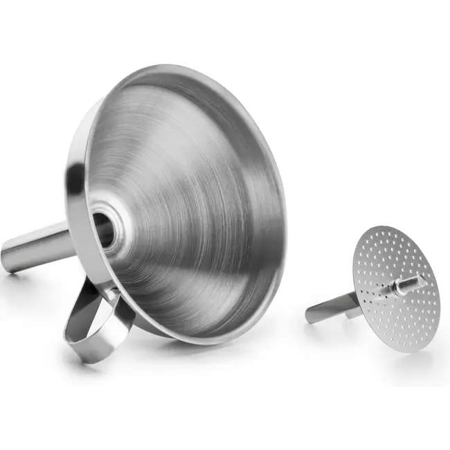 Ibili RVS Kooktrechter met Uitneembaar Zeefje – Slimme Tuit, Handvat & Vaatwasmachinebestendig – 13 x 10,5 x 10,7 cm