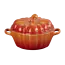 Le Creuset Halloween Pompoen Mini Braadpan 11 cm Oranjerood Aardewerk met Deksel voor Oven Grill Magnetron en Inductie