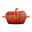Le Creuset Halloween Pompoen Mini Braadpan 11 cm Oranjerood Aardewerk met Deksel voor Oven Grill Magnetron en Inductie