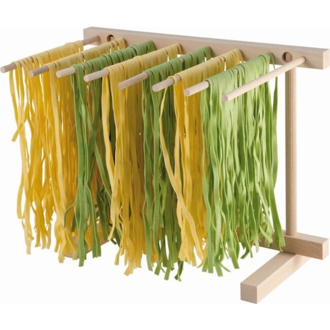Pastadroogrek Beukenhout met 8 Armen van 21 cm voor Versgemaakte Pasta en Compact Opbergen
