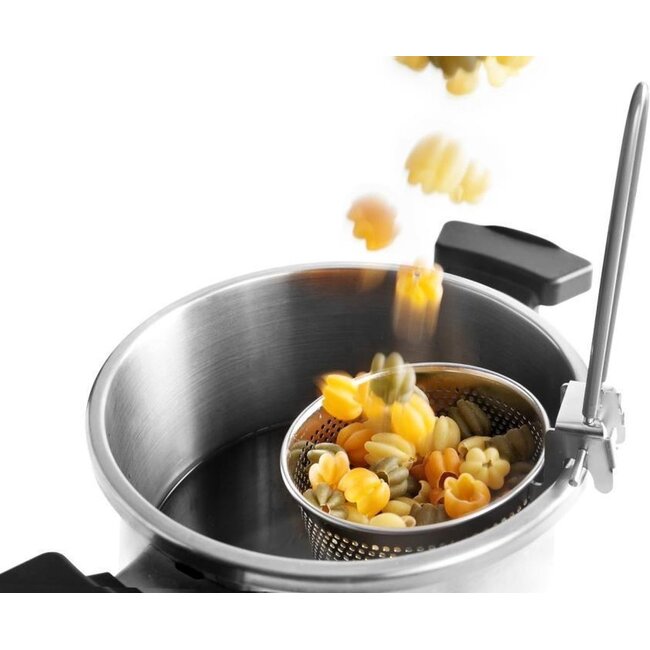 Ibili Pasta en Aspergeinzet RVS Ø12 cm Hoogte 14 cm met Antislip Greep Inklapbaar en Vaatwasmachinebestendig