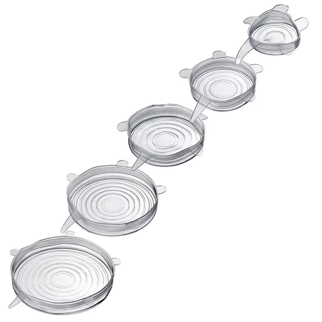 Westmark Herbruikbare Deksel Set 5 Stuks Siliconen BPA Vrij Geschikt voor Potten Blikken Schalen en Pannen