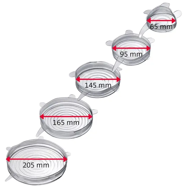 Westmark Herbruikbare Deksel Set 5 Stuks Siliconen BPA Vrij Geschikt voor Potten Blikken Schalen en Pannen