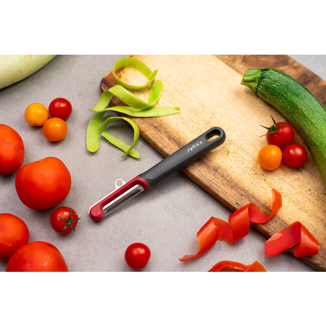 Zyliss Schilmesje Soft Skin – Micro-geëtst - Roestvrijstalen Mes, Ergonomisch Eco-Handvat, Oogschraper & Vaatwasserbestendig