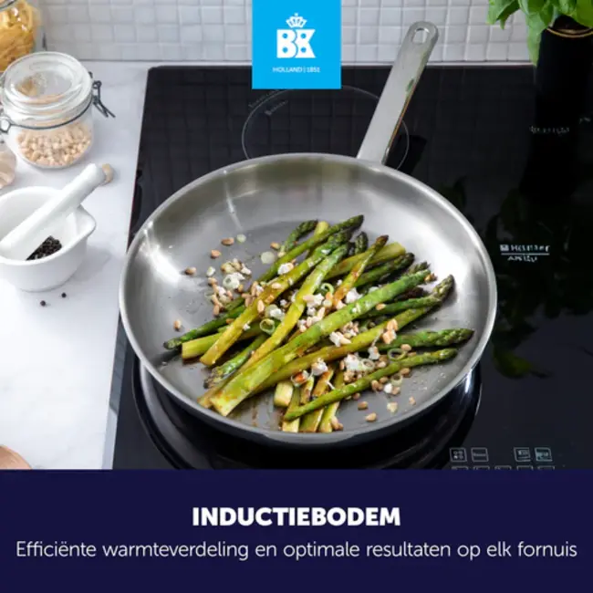 BK Koekenpan RVS – geschikt voor alle warmtebronnen inclusief inductie, ovenbestendig tot 230°C en vaatwasserbestendig