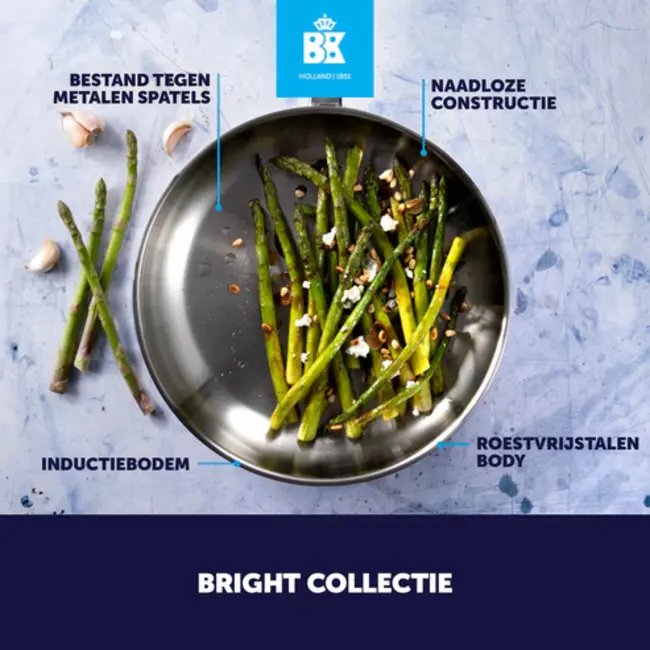 BK Koekenpan RVS – geschikt voor alle warmtebronnen inclusief inductie, ovenbestendig tot 230°C en vaatwasserbestendig