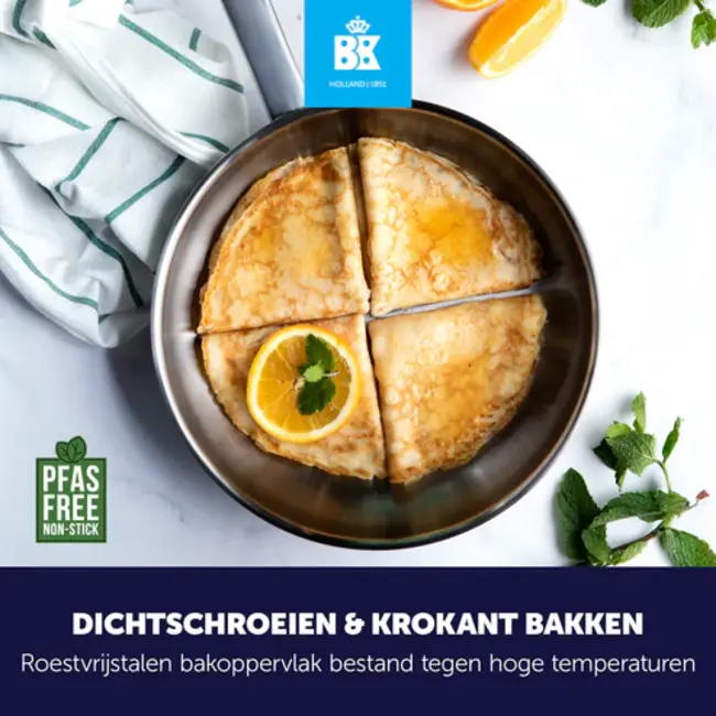BK Koekenpan RVS – geschikt voor alle warmtebronnen inclusief inductie, ovenbestendig tot 230°C en vaatwasserbestendig