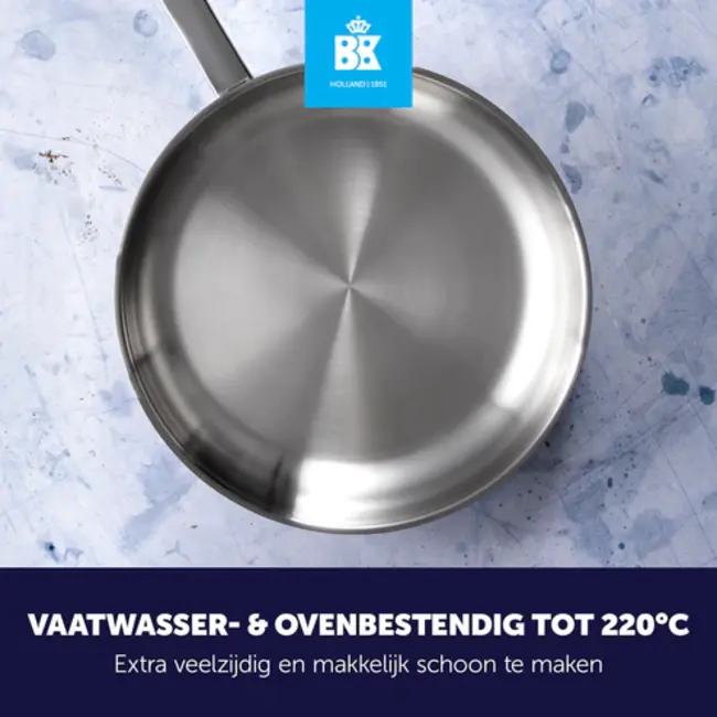 BK Koekenpan RVS – geschikt voor alle warmtebronnen inclusief inductie, ovenbestendig tot 230°C en vaatwasserbestendig