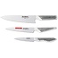 Global Messenset 3-delig G-21138 – koksmes 20 cm, officemes 9 cm en fileermes 15 cm - Japans Cromova 18-staal - ergonomisch en duurzaam