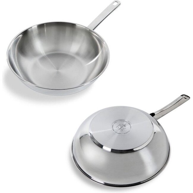 BK Wok Bright RVS 28 cm – ovenbestendig tot 230°C, geschikt voor alle warmtebronnen inclusief inductie, PFAS-vrij en vaatwasserbestendig