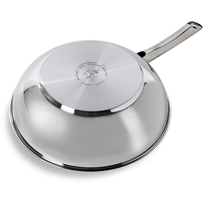 BK Wok Bright RVS 28 cm – ovenbestendig tot 230°C, geschikt voor alle warmtebronnen inclusief inductie, PFAS-vrij en vaatwasserbestendig
