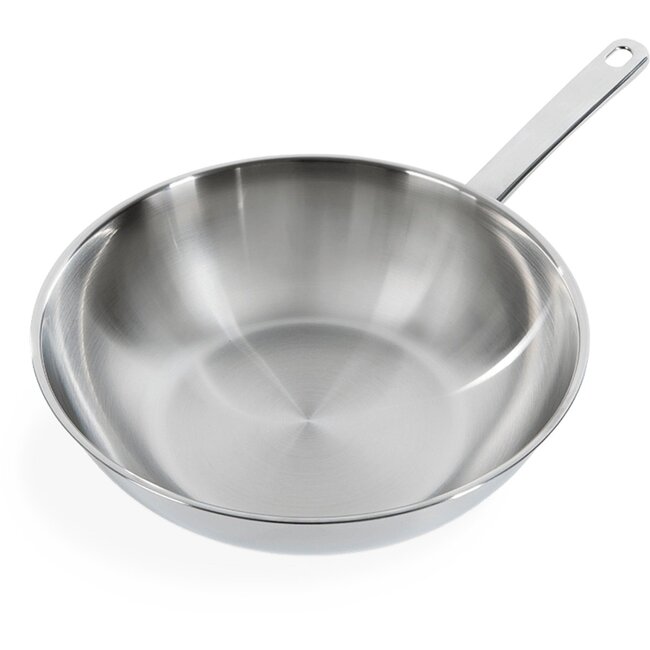 BK Wok Bright RVS 28 cm – ovenbestendig tot 230°C, geschikt voor alle warmtebronnen inclusief inductie, PFAS-vrij en vaatwasserbestendig