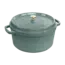Staub Braadpan Eucalyptus 28 cm Gietijzeren Cocotte, Groene Pan met Deksel en Aroma Regenstructuur voor Malse Gerechten
