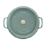 Staub Braadpan Eucalyptus 28 cm Gietijzeren Cocotte, Groene Pan met Deksel en Aroma Regenstructuur voor Malse Gerechten