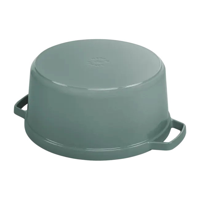 Staub Braadpan Eucalyptus 28 cm Gietijzeren Cocotte, Groene Pan met Deksel en Aroma Regenstructuur voor Malse Gerechten