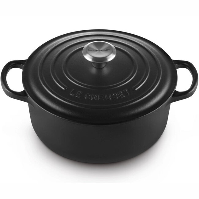 Le Creuset Braadpan Signature Mat Zwart 20 cm, gietijzeren klassieker voor stoofpotten en ovengerechten