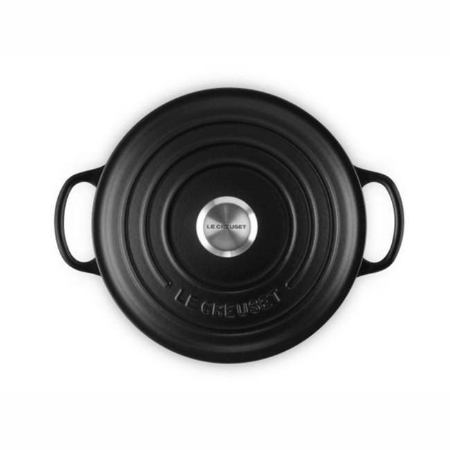 Le Creuset Braadpan Signature Mat Zwart 20 cm, gietijzeren klassieker voor stoofpotten en ovengerechten