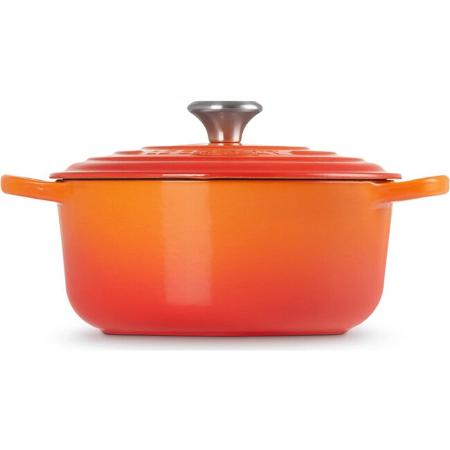 Le Creuset Braadpan Signature Oranjerood (Volcanique) 20 cm, gietijzeren klassieker voor stoofpotten en ovengerechten - 2.4 liter