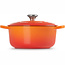 Le Creuset Braadpan Signature Oranjerood (Volcanique) 20 cm, gietijzeren klassieker voor stoofpotten en ovengerechten - 2.4 liter