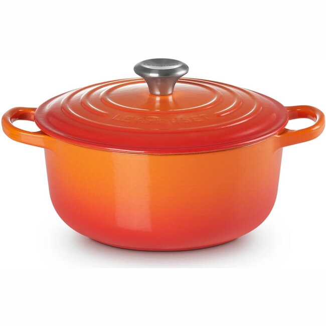 Le Creuset Braadpan Signature Oranjerood (Volcanique) 20 cm, gietijzeren klassieker voor stoofpotten en ovengerechten - 2.4 liter