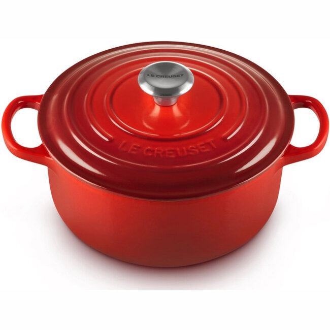 Le Creuset Braadpan Signature Kersenrood 20cm, gietijzer met emaillelaag geschikt voor alle warmtebronnen