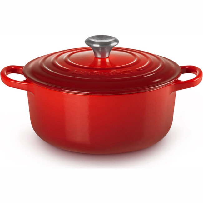 Le Creuset Braadpan Signature Kersenrood 20cm, gietijzer met emaillelaag geschikt voor alle warmtebronnen