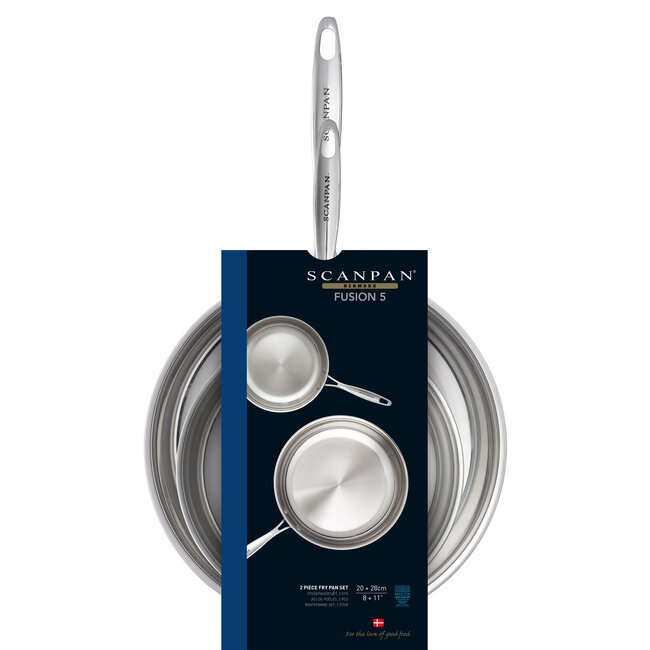 Scanpan Fusion 5 RVS Koekenpanset 20 + 28 cm – Duurzame roestvrijstalen pannen voor gelijkmatig garen, geschikt voor alle warmtebronnen inclusief inductie