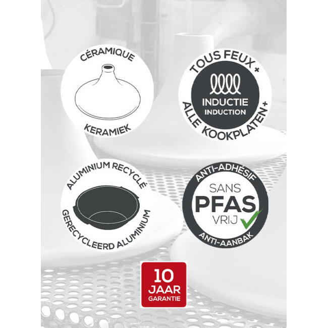 Peugeot Tajine Atlas Saliegroen 30cm - 6 tot 8 personen - keramische deksel - Schaal 100% gerecycled aluminium